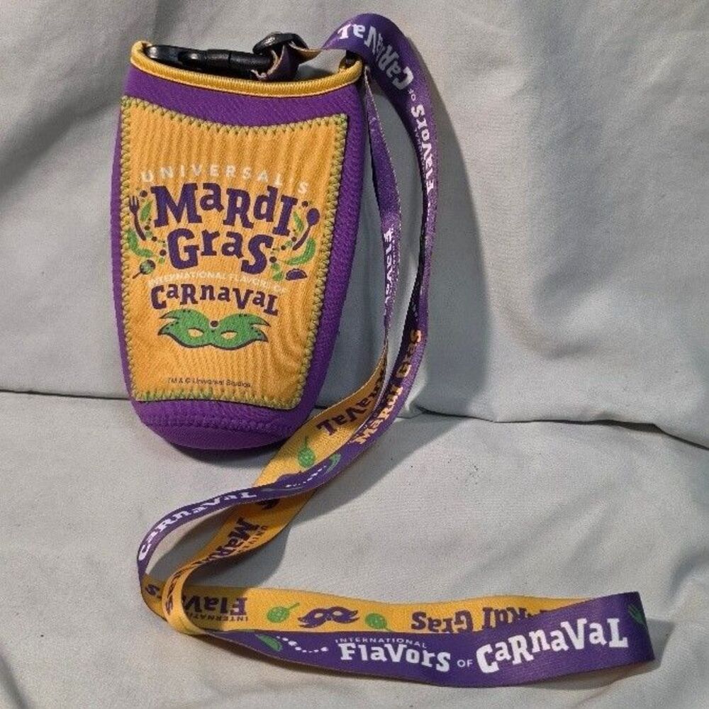 Universal Studios Florida Mardi Gras Cup Holder Carrier Drink Sling Strap